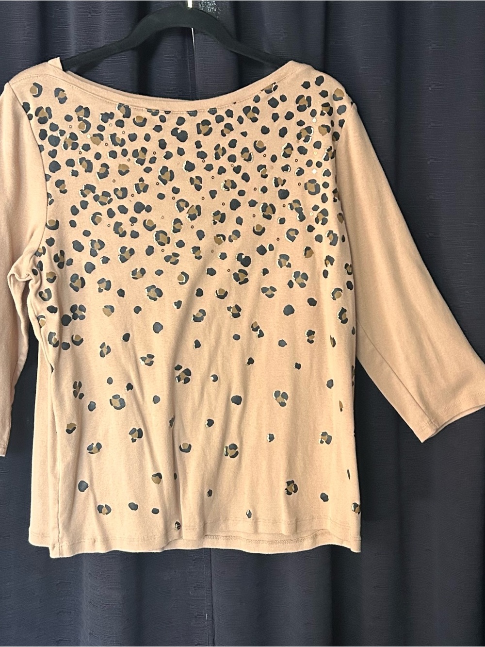 croft & barrow Beige Leopard Print Long Sleeve Top